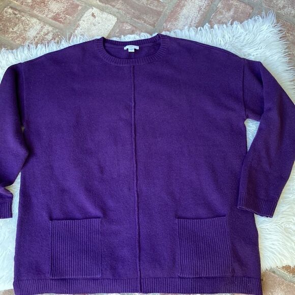 J Jill Pullover Cotton Blend Crewneck Long Sleeve Purple Sweater Size Medium - Picture 13 of 13